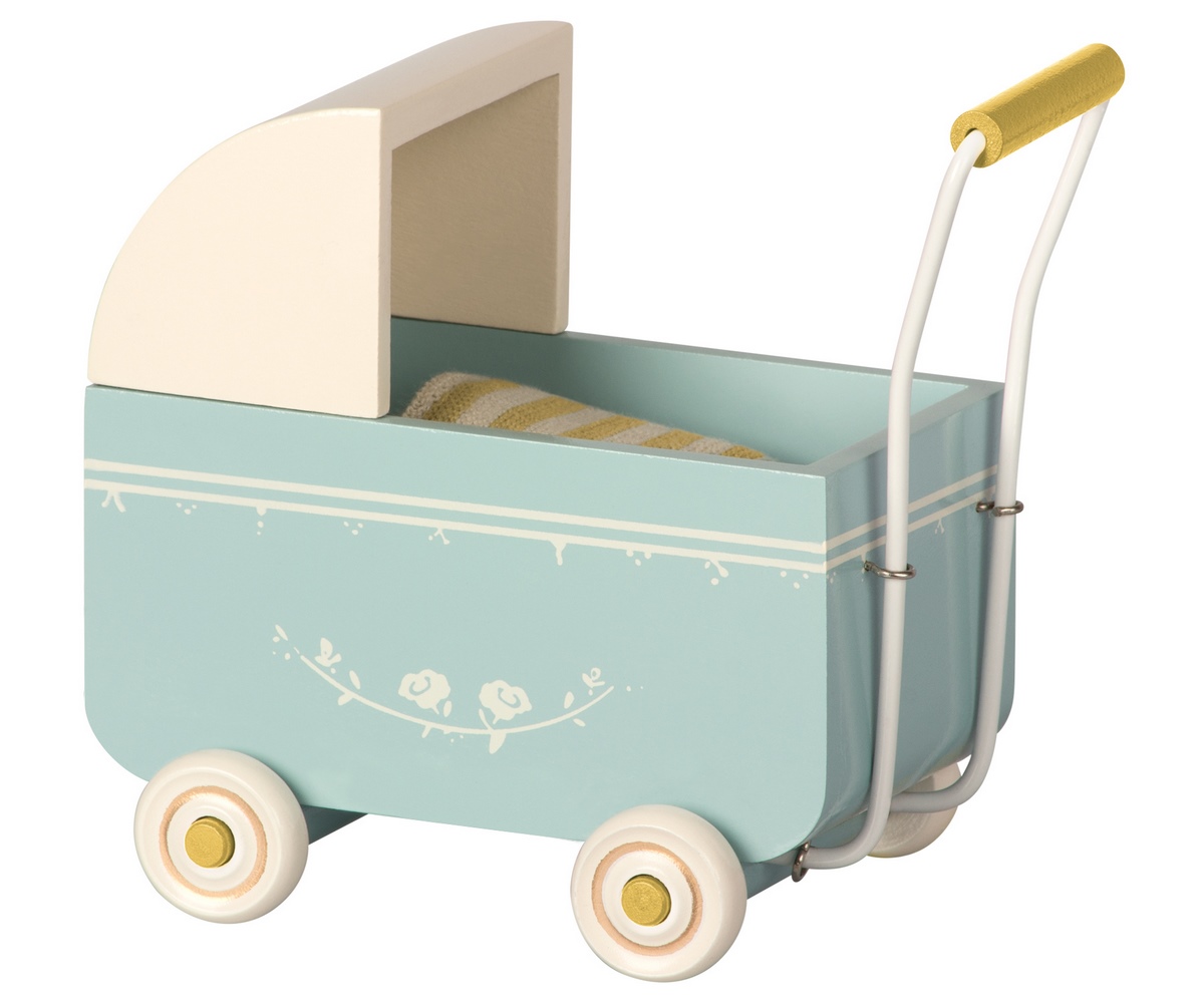 Maileg Pram for MY Mouse- Blue