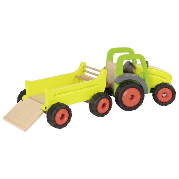Goki Traktor mit Anhänger inkl. Kuh& Strohballen
