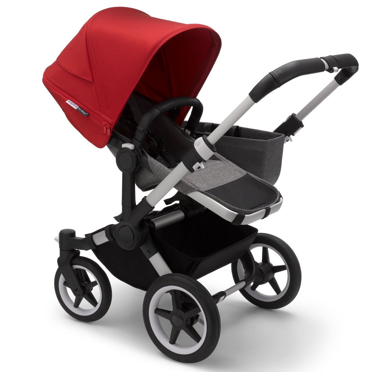 Bugaboo Donkey3 Mono Komplett Kombiknderwagen- Alu, Grau Meliert, Rot