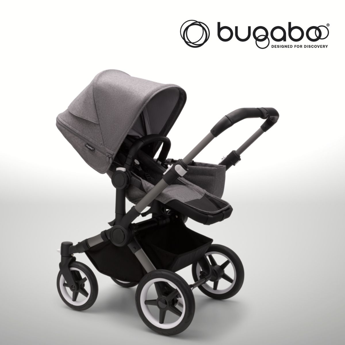 Bugaboo-Donkey5-Mono-Kombikinderwagen-Grey-Melange Bugaboo Donkey 5 Mono Kombikinderwagen- Graphit/ Grau Meliert- Grau Meliert
