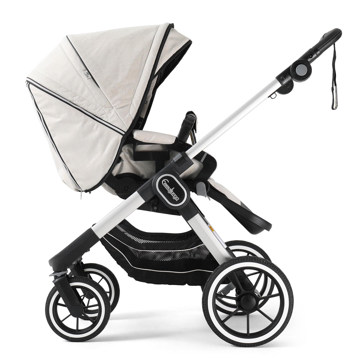 36001-17040-1 Emmaljunga NXT90F Kinderwagen mit Sitzteil Flat - Lounge Beige Eco > Silber