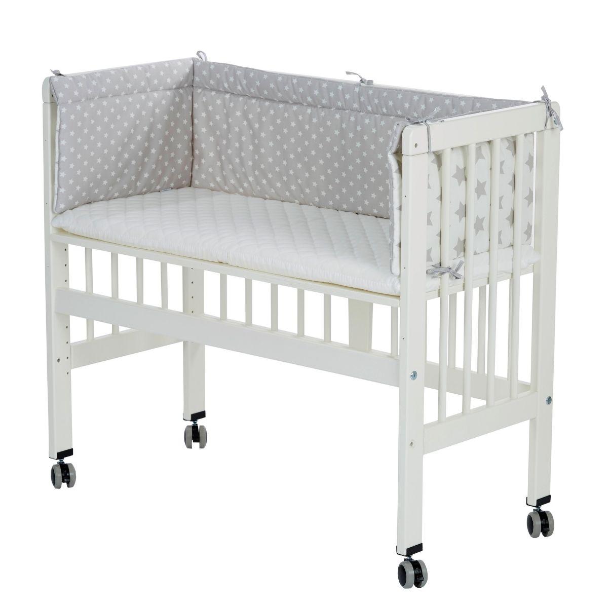 Alvi Beistellbett Buche weiß für Boxspring-Bett- Stars Silber