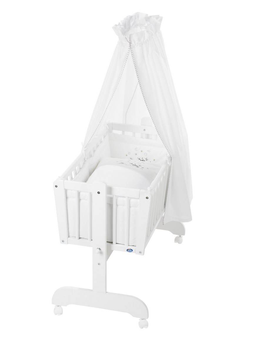 Alvi self-aligning pad Sina beech white + canopy + fleece mattress