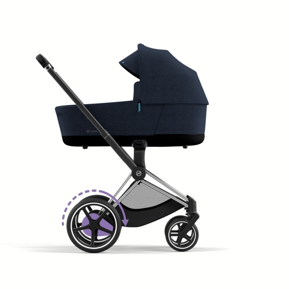 Cybex e-Priam 4 Kombikinderwagen Gestell Chrome Black, Stoff Midnight Blue Plus