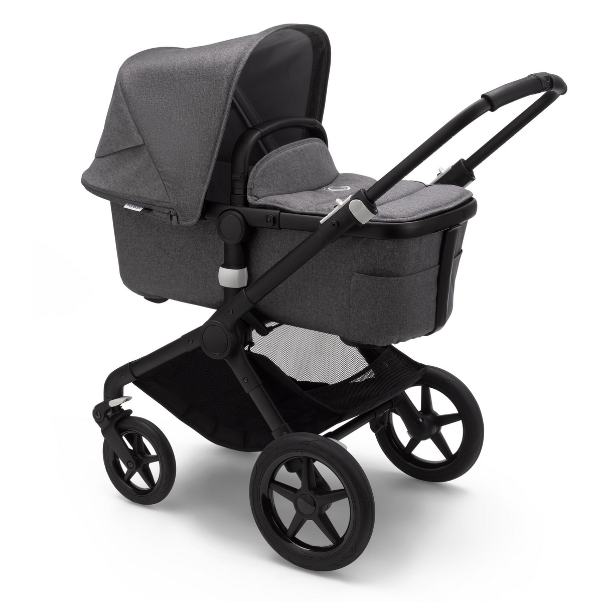 Bugaboo-Fox2-Kombikinderwagen-Komplett-Schwarz-Grau-Meliert-Grau-meliert-2 Bugaboo Fox2 Setangebot mit Fußsack- Schwarz, Grau Meliert