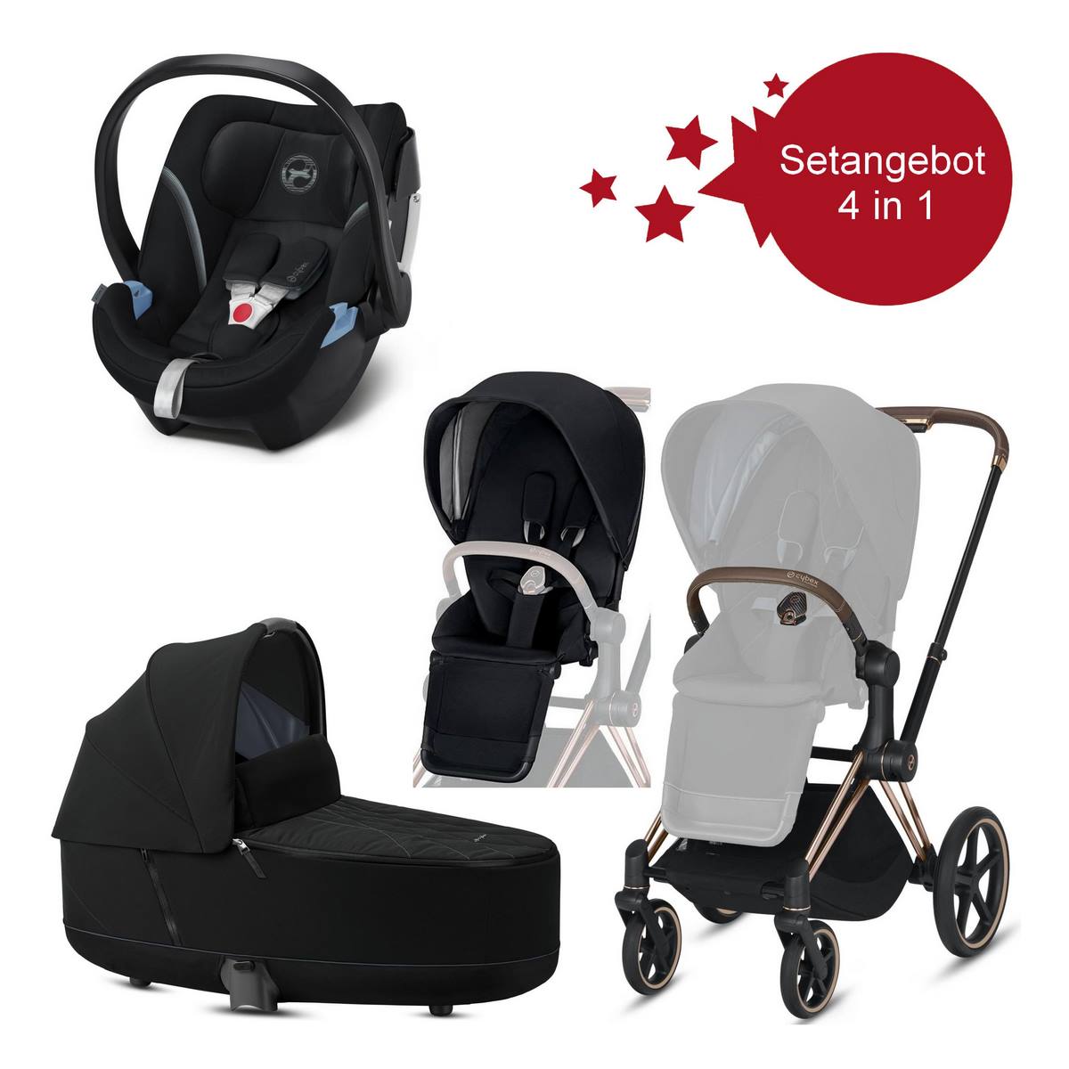 Cybex-Priam-Setangebot-Kombikinderwagen-mit-Babyschale-Aton-5-Deep-Black-Rosegold-1200px Cybex Setangebot Rose Gold Gestell, Schwarz-Deep Black
