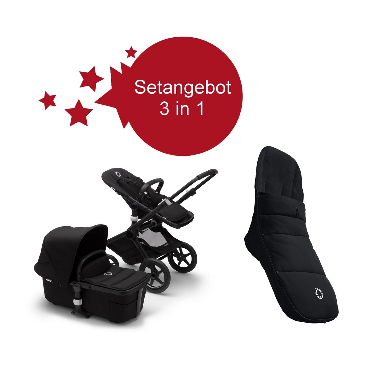 Bugaboo-Fox2-Setangebot-mit-Fusssack-Schwarz Bugaboo Fox2 Setangebot mit Fußsack- Schwarz, Schwarz