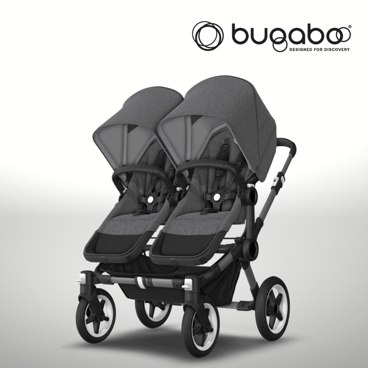 Bugaboo Donkey 5 Twin Zwillingskinderwagen- Graphit- Grau Meliert- Grau Meliert