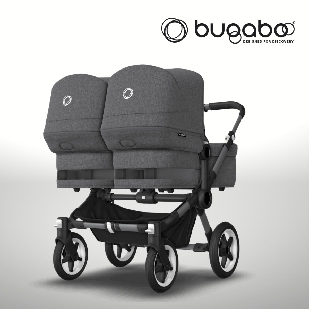Bugaboo Donkey 5 Twin Zwillingskinderwagen- Graphit- Grau Meliert- Grau Meliert