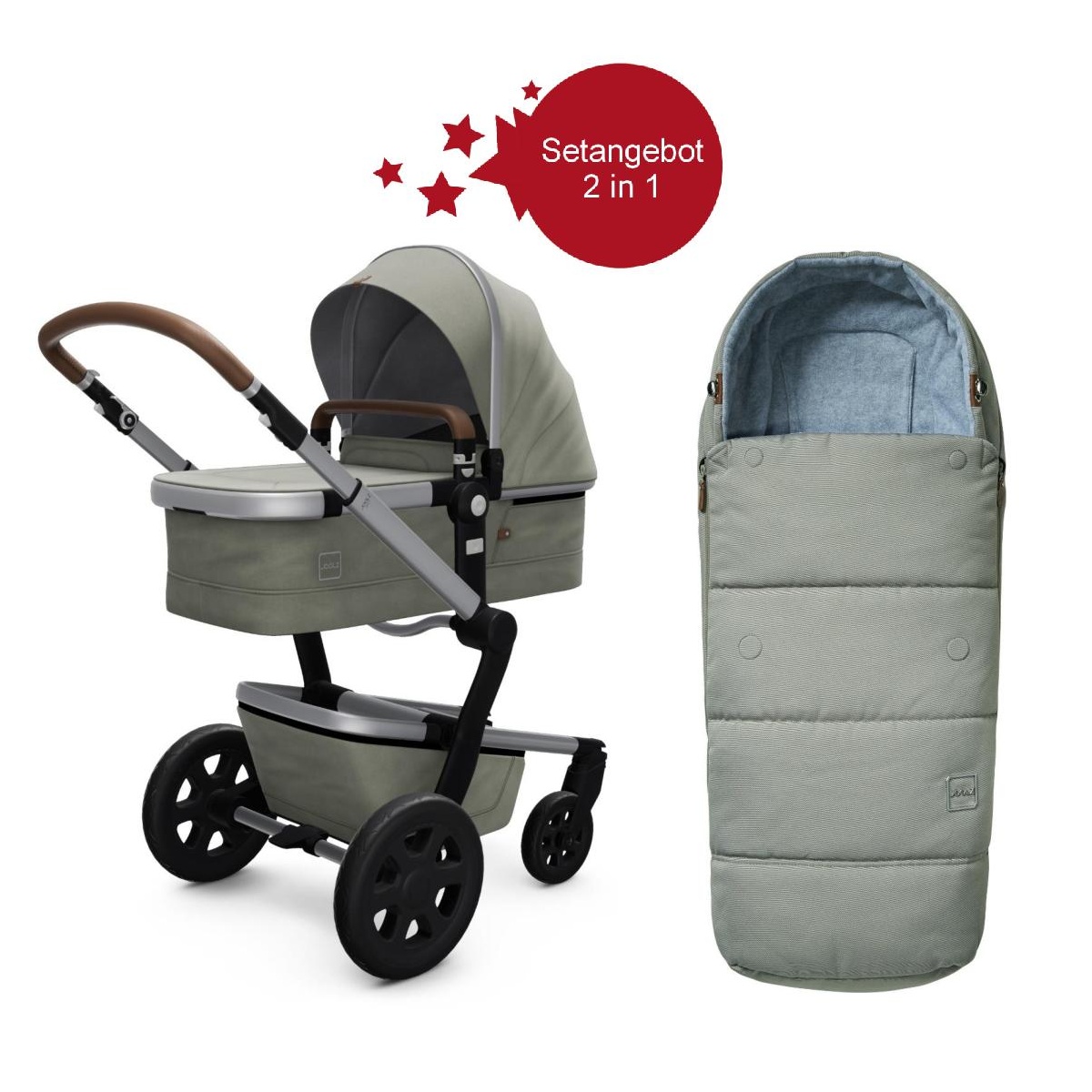 Joolz Day 3 Setangebot Kinderwagen + Fußsack Modell 2020- Daring Grey
