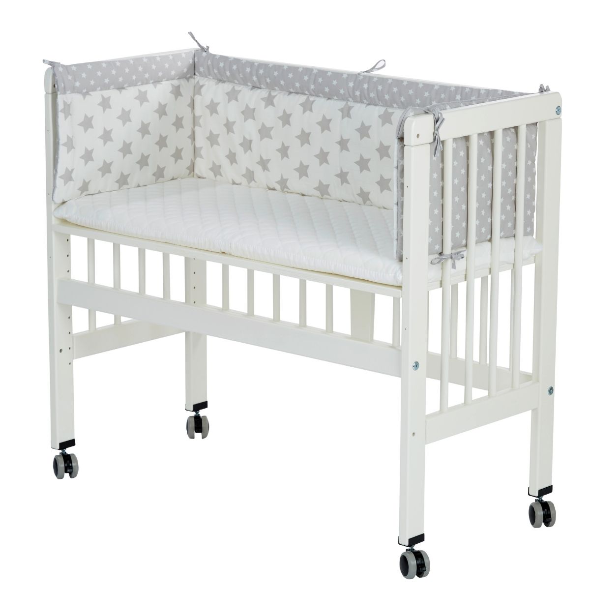 1nN3l7Q3gi9tMV Alvi Beistellbett Buche weiß für Boxspring-Bett- Stars Silber