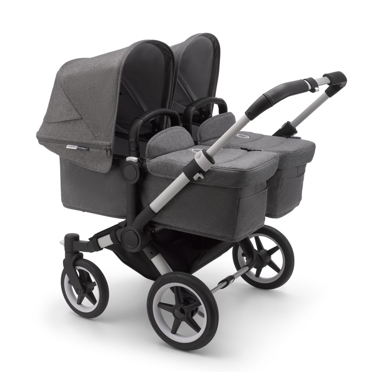 Bugaboo Donkey3 Twin Zwillingskinderwagen- Alu, Grau Meliert, Grau Meliert