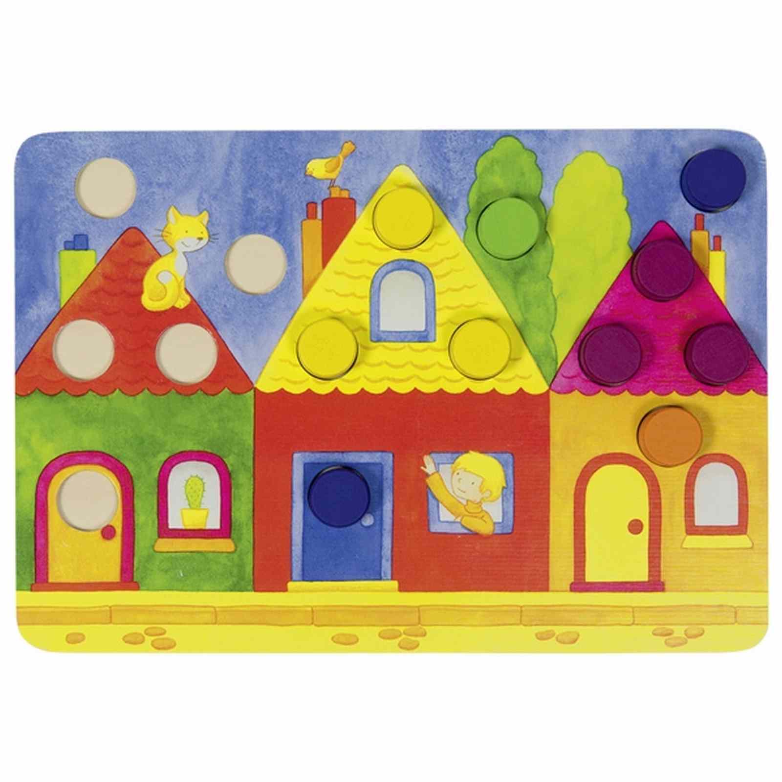 Wer vervollständigt durch Erwürfeln der passenden Farben als Erster sein eigenes Bild? Dieses Würfelspiel fördert die richtige Zuordnung von Farben.