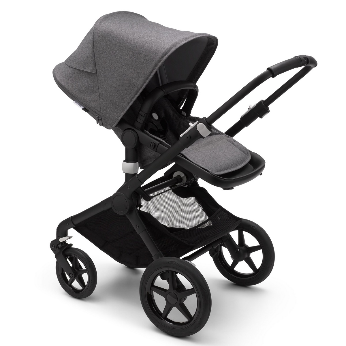 Bugaboo-Fox2-Kombikinderwagen-Komplett-Schwarz-Grau-Meliert-Grau-meliert-3 Bugaboo Fox2 Setangebot mit Fußsack- Schwarz, Grau Meliert