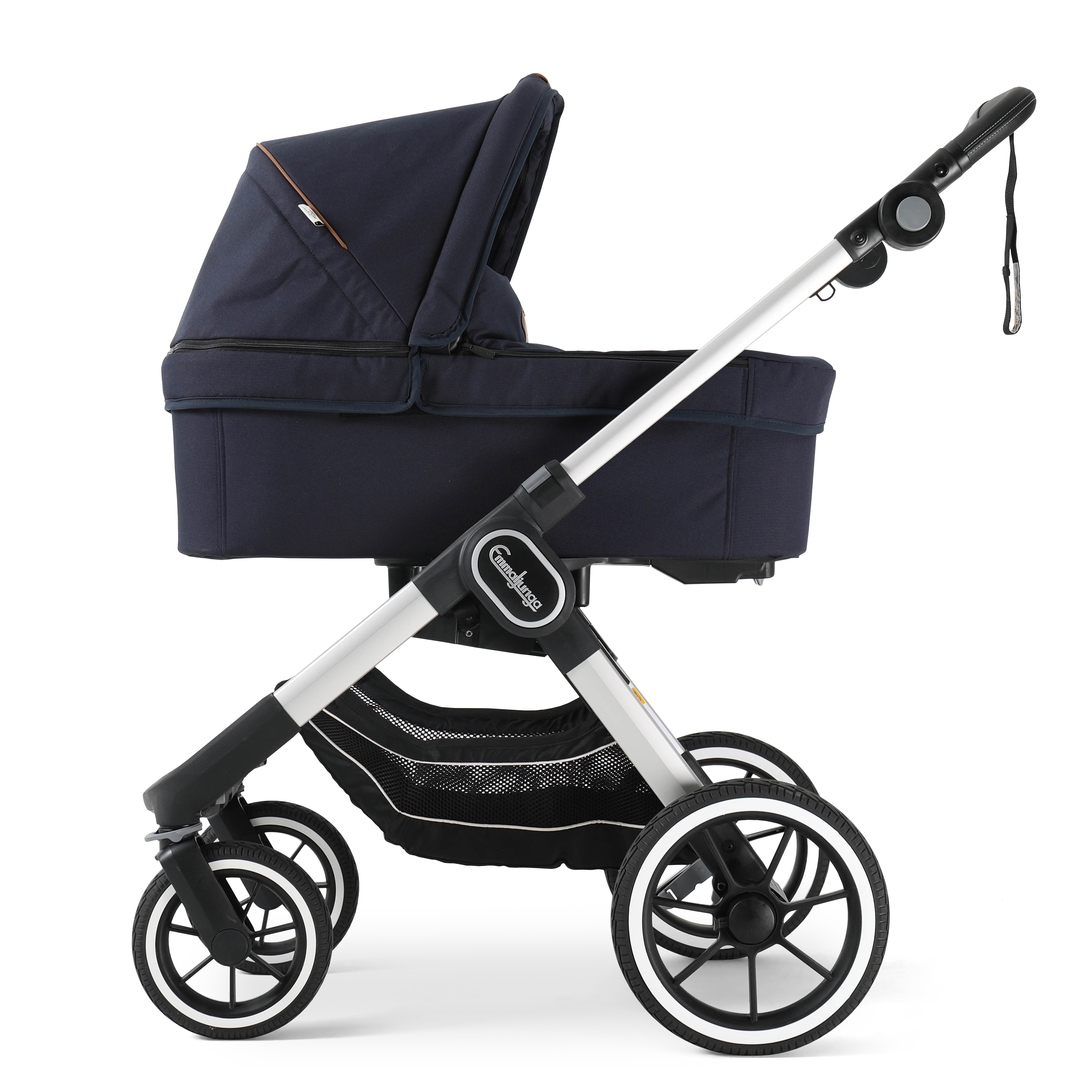 Emmaljunga NXT90 Kinderwagen mit Liegewanne - Outdoor Navy Eco > Silber