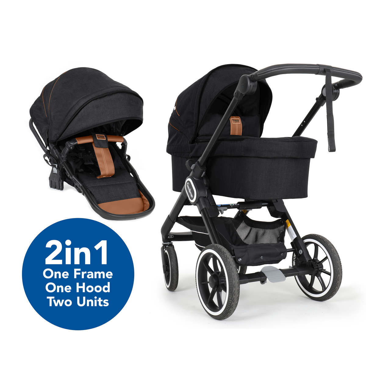 Emmaljunga NXT90 2 in1 Kombikinderwagen 2021- Outdoor Black, Gestell Black