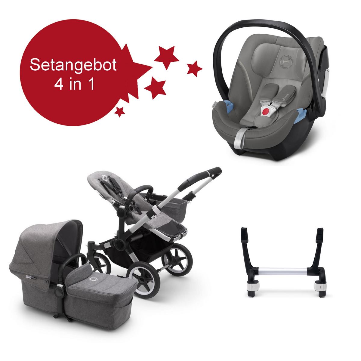 Bugaboo-Donkey3-mono-Setangebot-mit-Aton-5-Alu-Grau-Meliert-Grau-Meliert Bugaboo Donkey3 Mono Setangebot mit Babyschale Aton 5- Alu- Grau Meliert- Grau Meliert