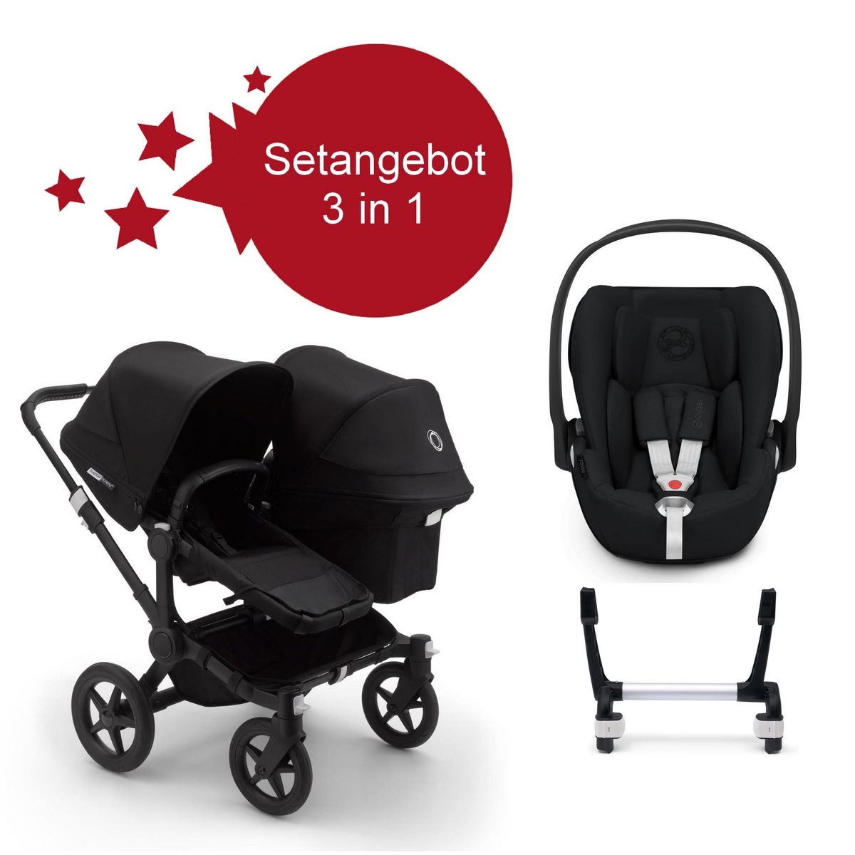 Bugaboo-Donkey3-Duo-Setangebot-mit-Cloud-Z-i-Size-Schwarz Bugaboo Donkey3 Duo Geschwister Setangebot mit Cloud Z i-Size- Schwarz, Schwarz, Schwarz