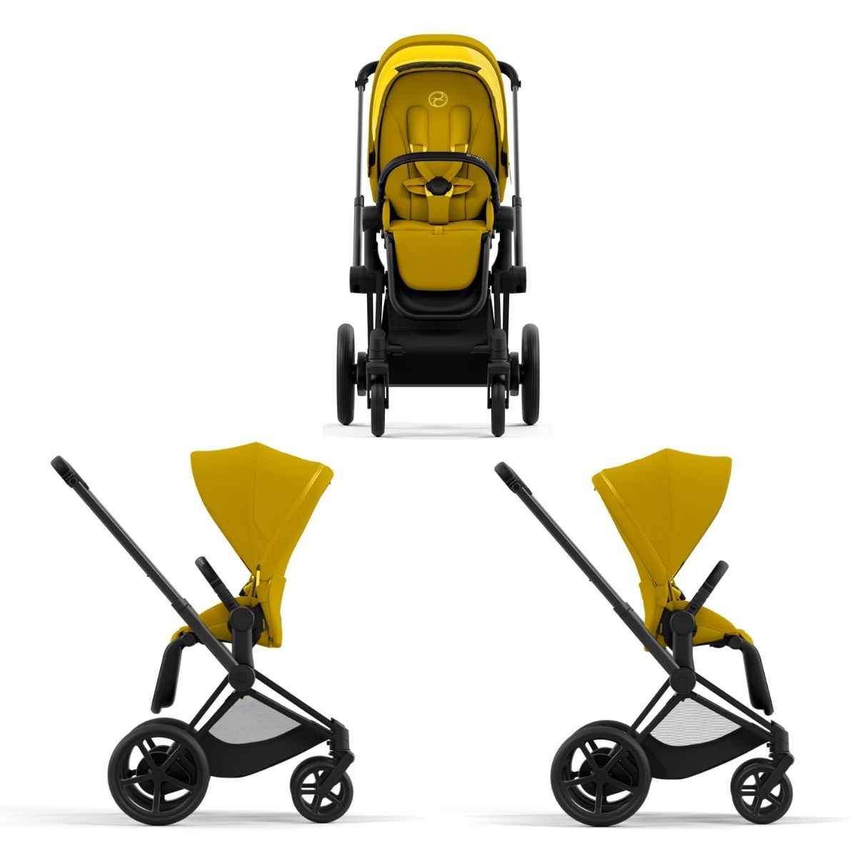 by-Cybex-e-Priam-Stroller-Matt-Black-Mustard-Yellow-2 Cybex e-Priam 4 Kinderwagen Rahmen Matt Black, Sitz Mustard Yellow