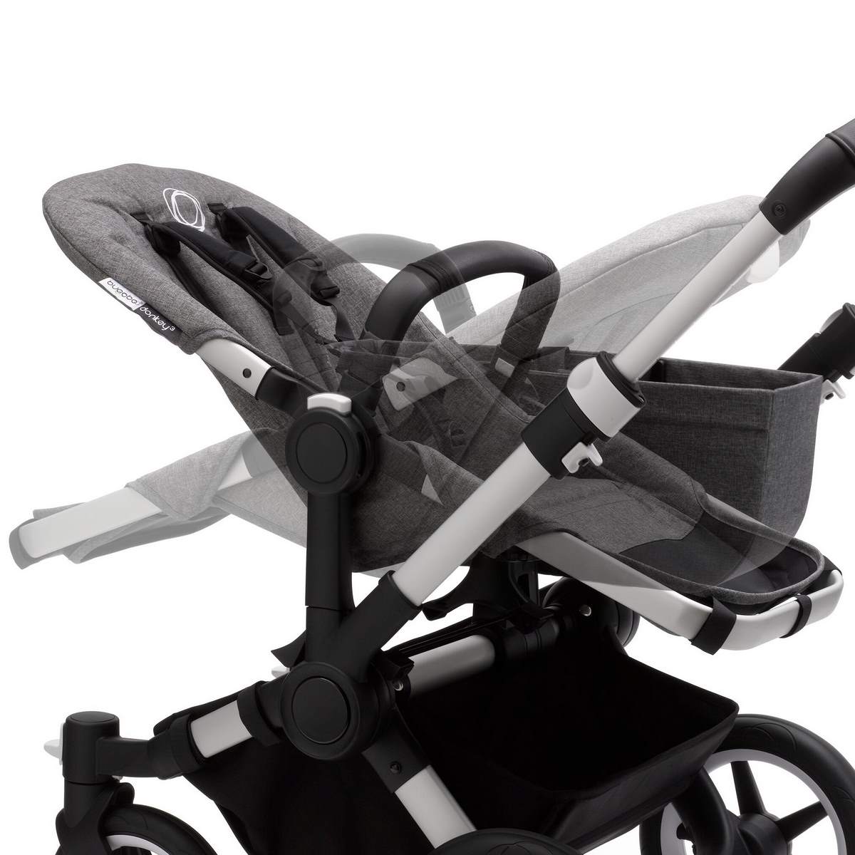 Bugaboo Donkey3 Zwillings Setangebot mit Cloud Z i-Size- Alu, Grau Meliert, Grau Meliert