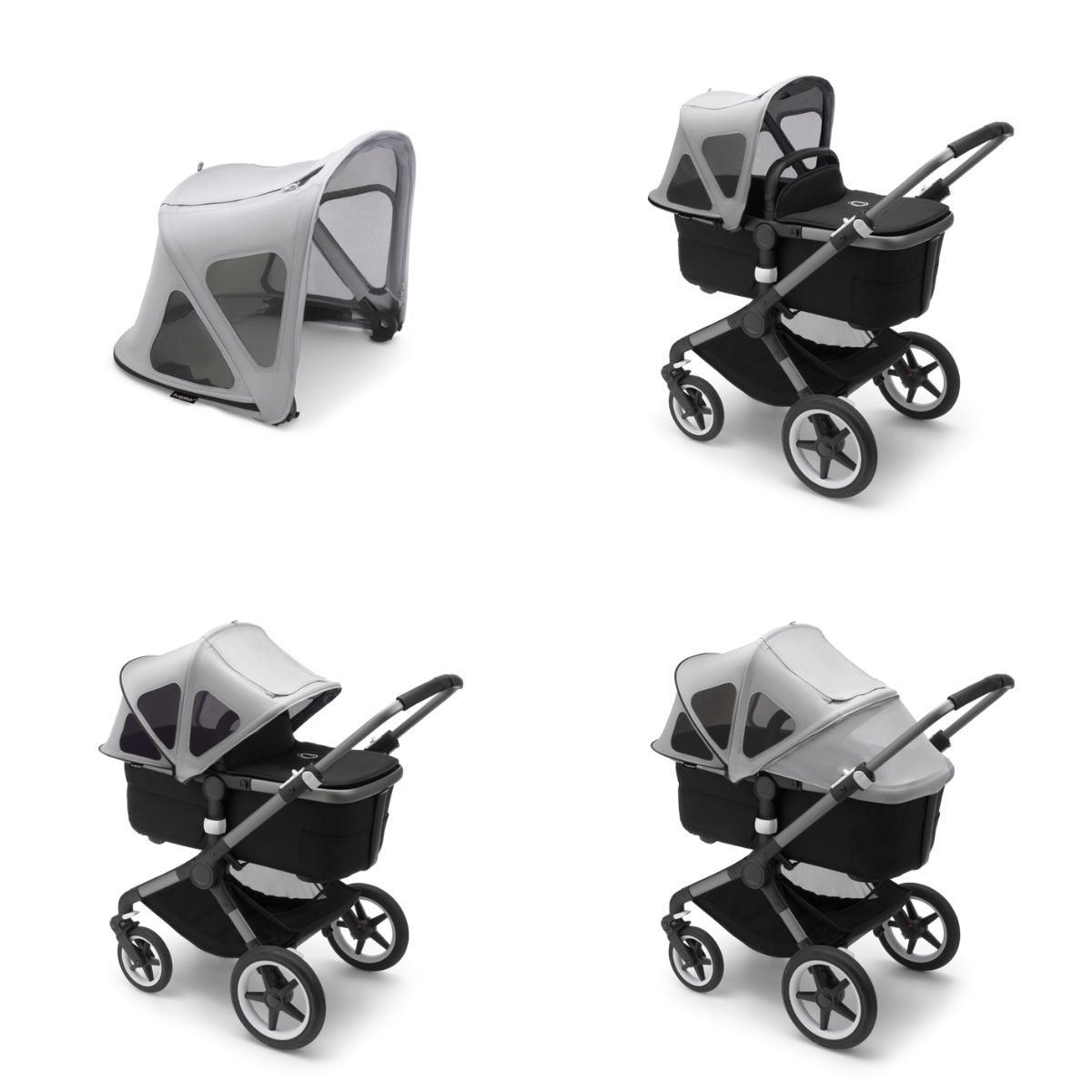 Bugaboo Fox/ Cameleon3/ Lynx Sonnendach mit Lüftungsfenstern- Nebelgrau