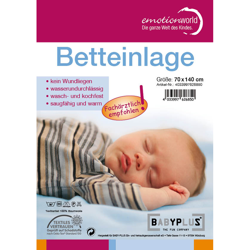 Baby Plus Betteinlage wasserdicht - 70 x 140 cm