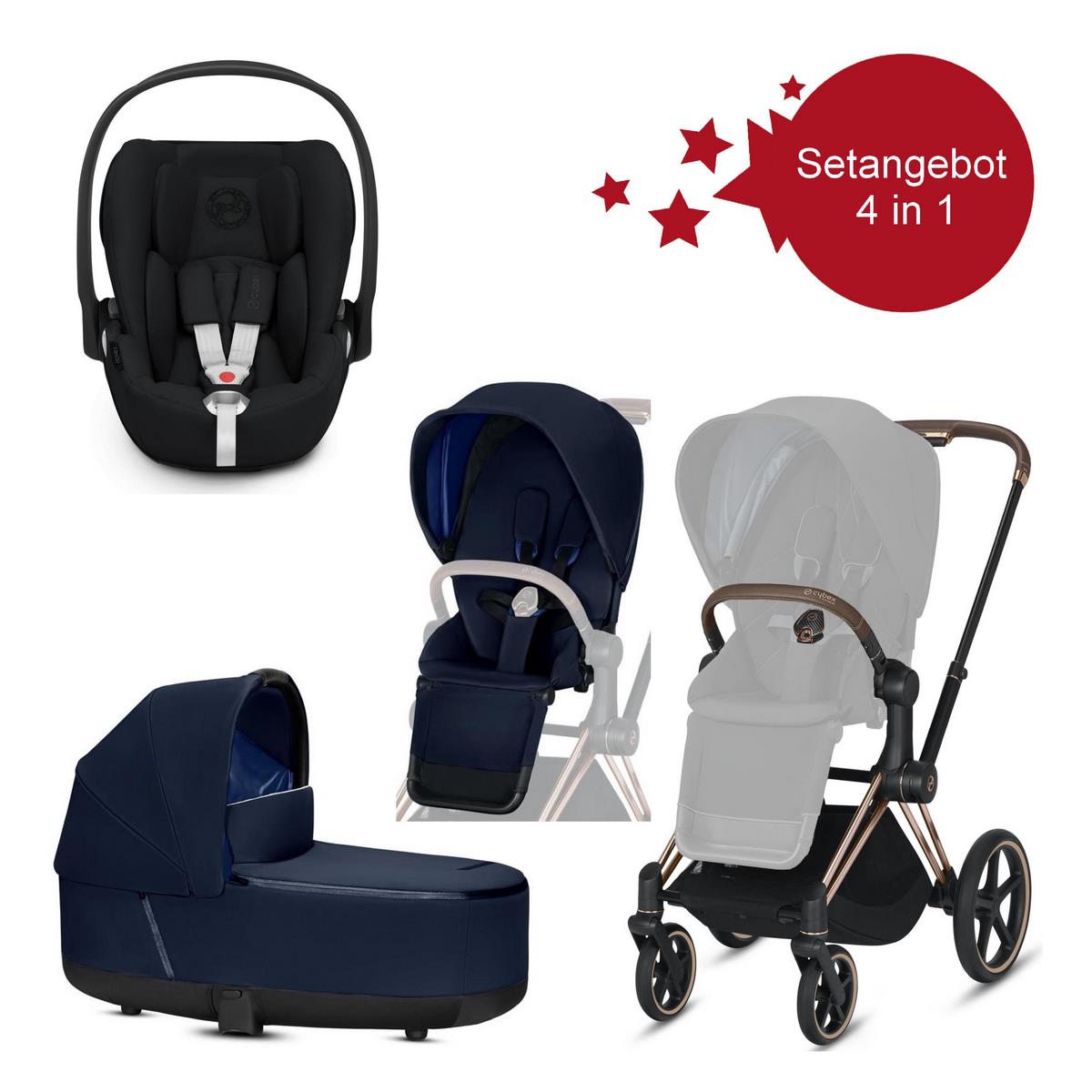 Cybex-Priam-Setangebot-Kombikinderwagen-mit-Babyschale-Cloud-Z-5 Cybex Priam Setangebot Rose Gold Gestell, Blau