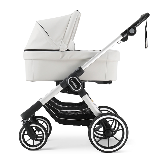 Emmaljunga NXT90 Kinderwagen mit Liegewanne - Leatherette White > Silber