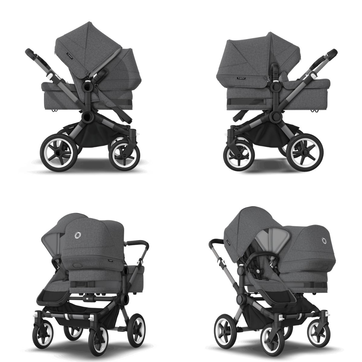 Bugaboo-Donkey5-Duo-Mix-Graphit-Grau-Grau-3 Bugaboo Donkey 5 Duo Mix & Match Graphit- Grau Meliert- Grau Meliert
