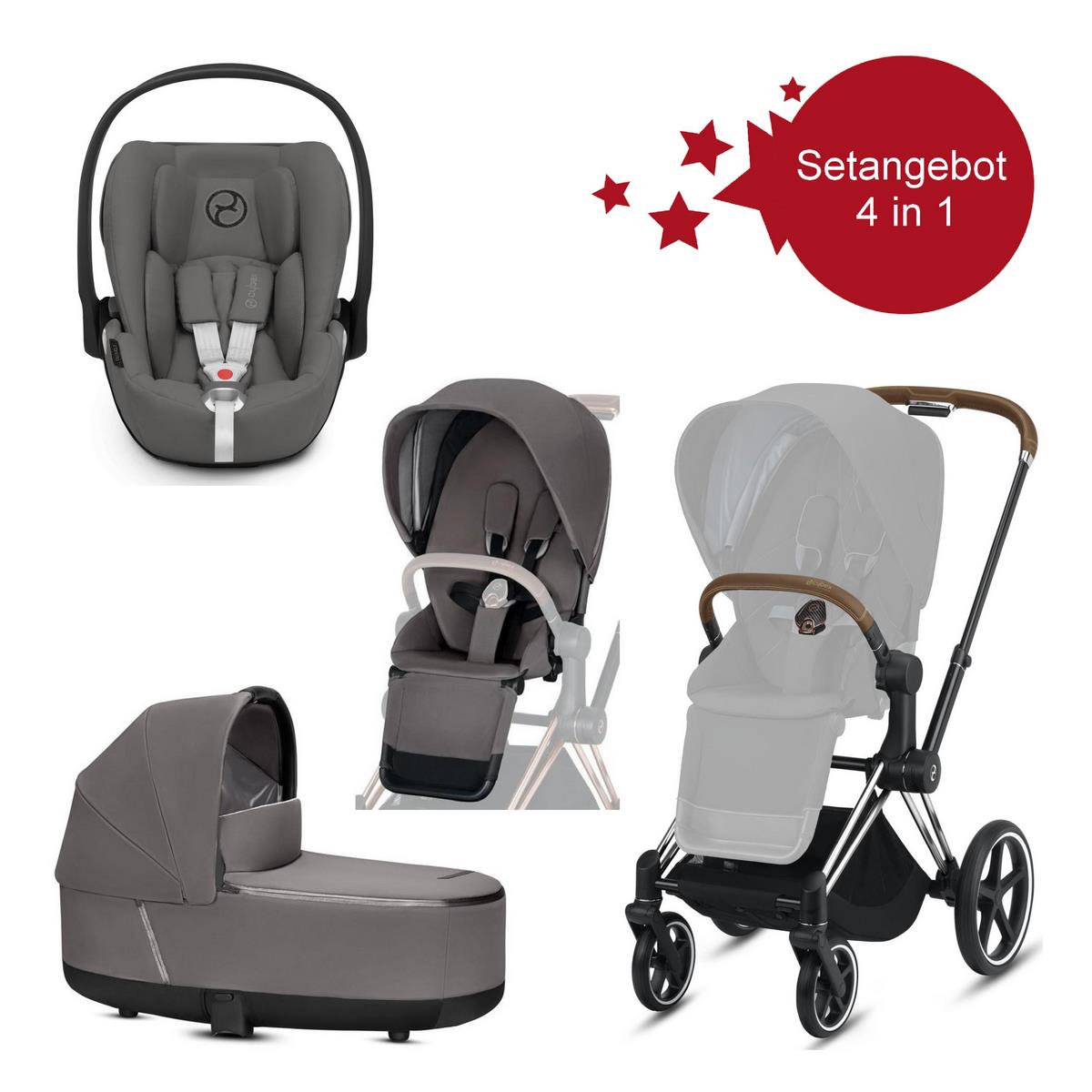 Cybex-Priam-Setangebot-Kombikinderwagen-mit-Babyschale-Cloud-Z-2 Cybex Priam Setangebot Chrome Gestell, Grau