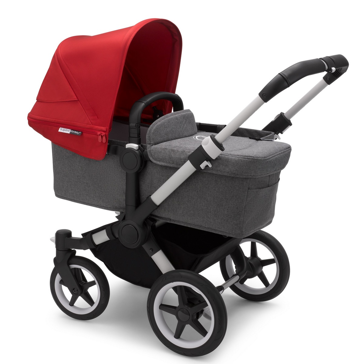 Bugaboo Donkey3 Mono Komplett Kombiknderwagen- Alu, Grau Meliert, Rot