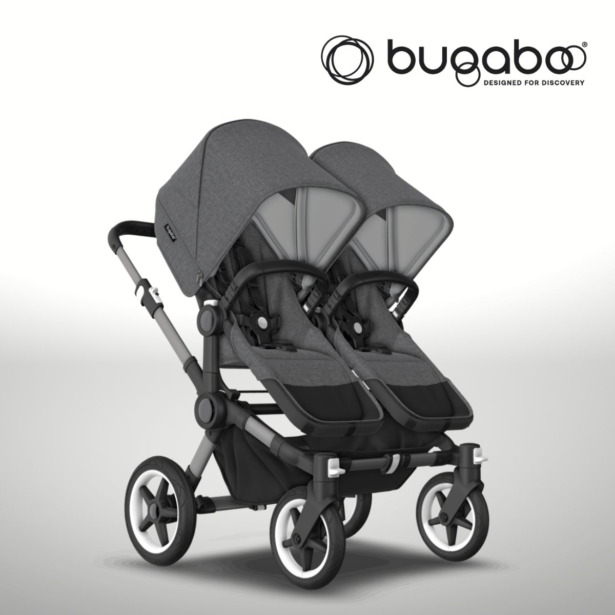 Bugaboo Donkey 5 Twin Zwillingskinderwagen- Graphit- Grau Meliert- Grau Meliert