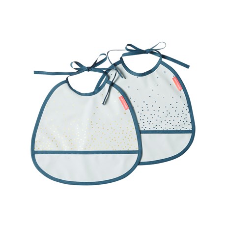 Done by Deer Tiny Lätzchen, 2-pack, Happy dots - Blue