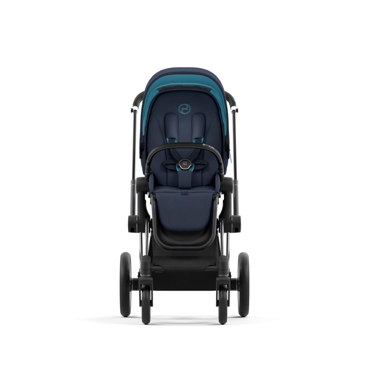 Cybex Priam 4 Kinderwagen Chrome Black Rahmen- Nautical Blue Seat Pack