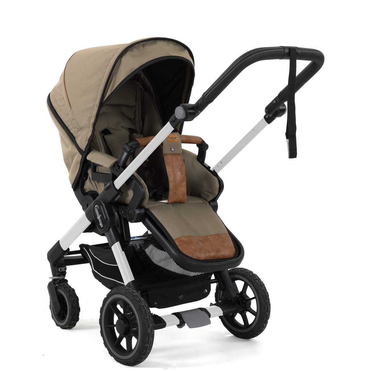 36208-17230-1200px Emmaljunga NXT60 mit Flat Sitz Outdoor Beige, Silver Gestell