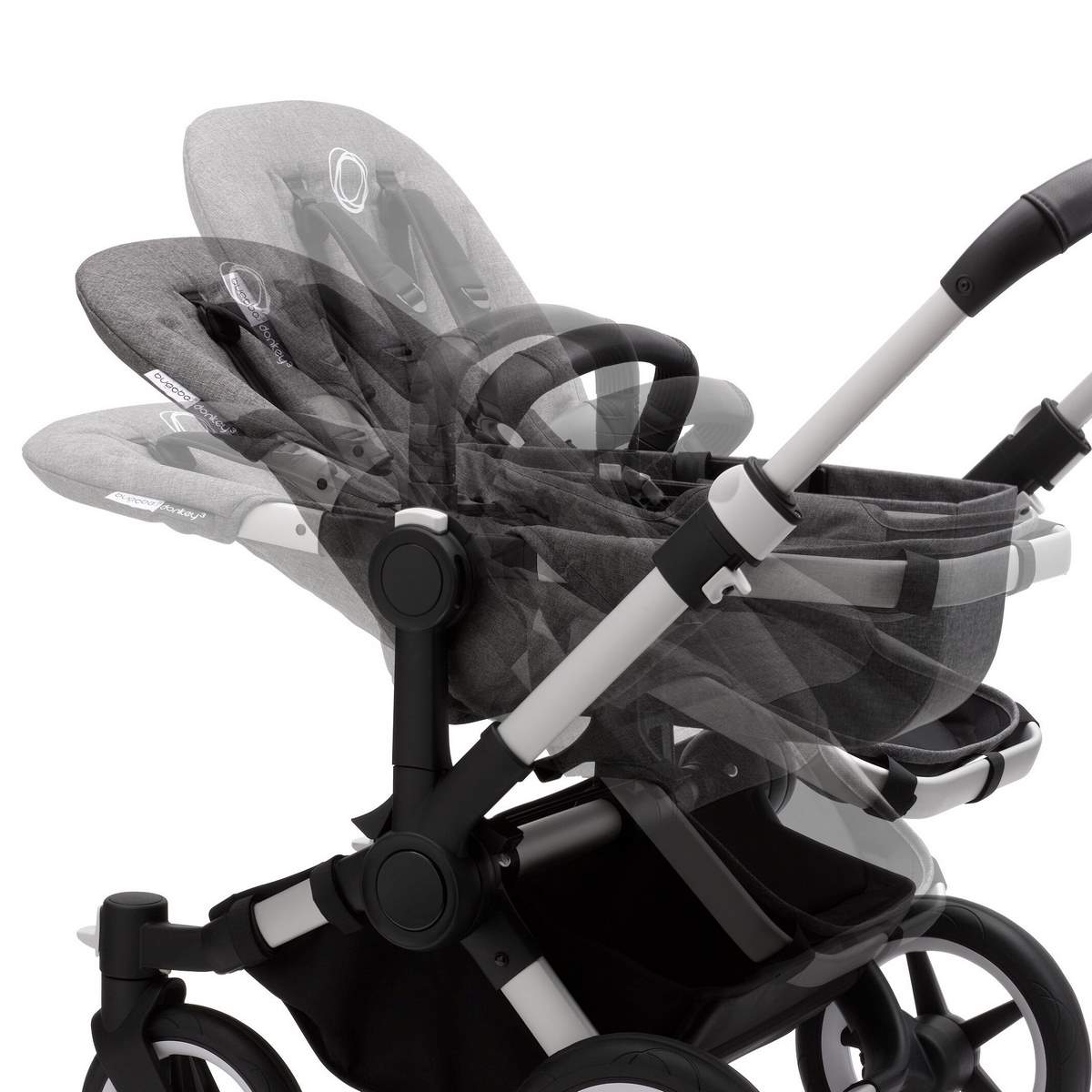 Bugaboo Donkey3 Twin Zwillings Setangebot mit Aton 5- Alu, Grau Meliert, Grau Meliert