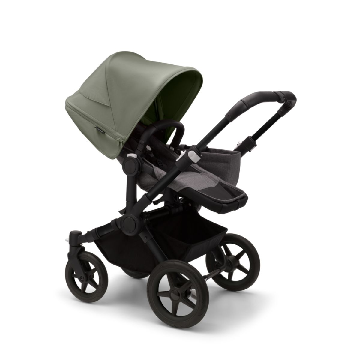 Bugaboo Donkey 5 Mono Mix & Match- Schwarz- Grau meliert Rahmen mit Waldgrün Sonnendach