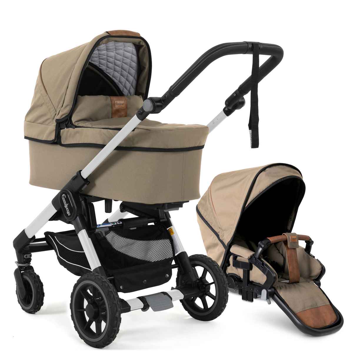 NXT60-Flat-Outdoor-Beige-Silver-1200px Emmaljunga NXT60 mit Flat Sitz Outdoor Beige, Silver Gestell