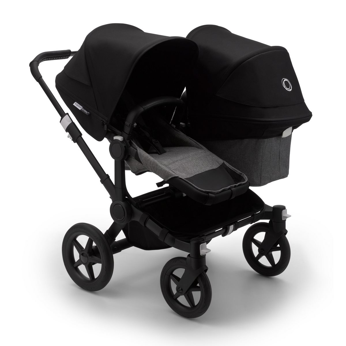 Bugaboo-Duo-Geschwister-Schwarz-Grau-Meliert-Schwarz Bugaboo Donkey3 Duo Geschwisterkinderwagen- Schwarz, Grau Meliert, Schwarz