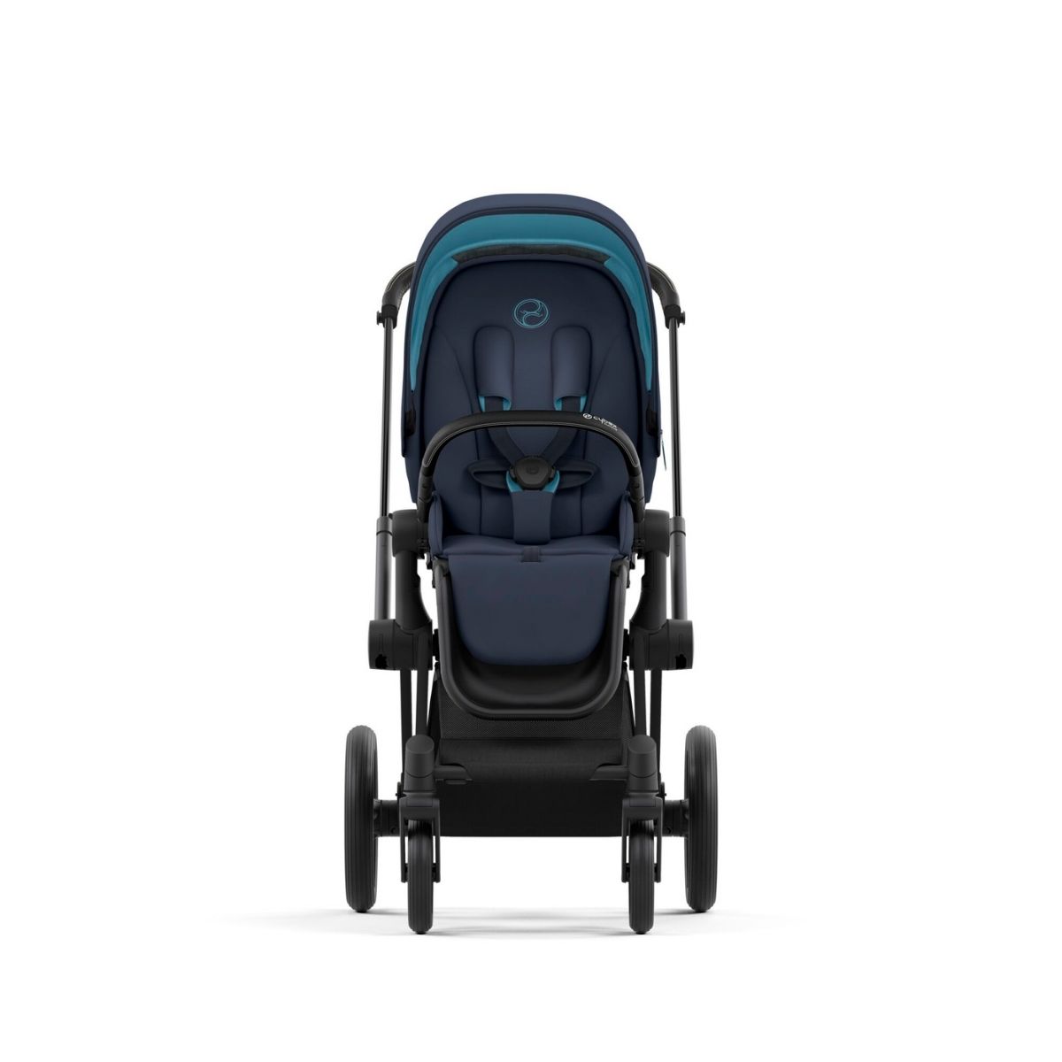 Cybex Priam 4 Kinderwagen Matt Black Rahmen- Nautical Blue Seat Pack