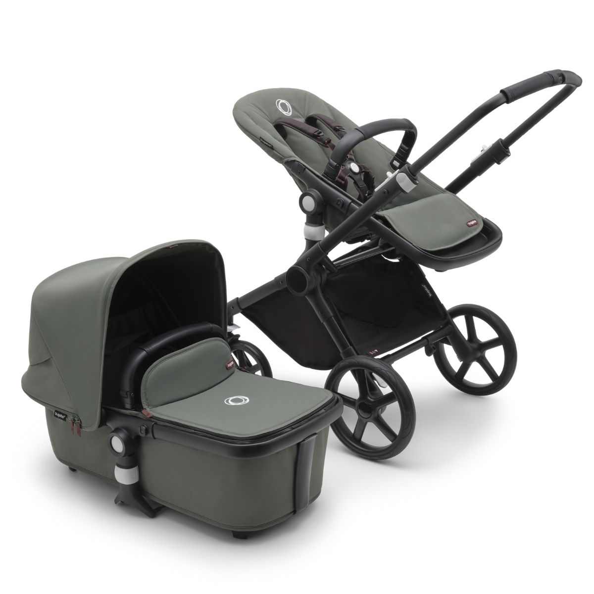 Bugaboo-Fox-Cub-Kombikinderwagen-Schwarz-Waldgr-n