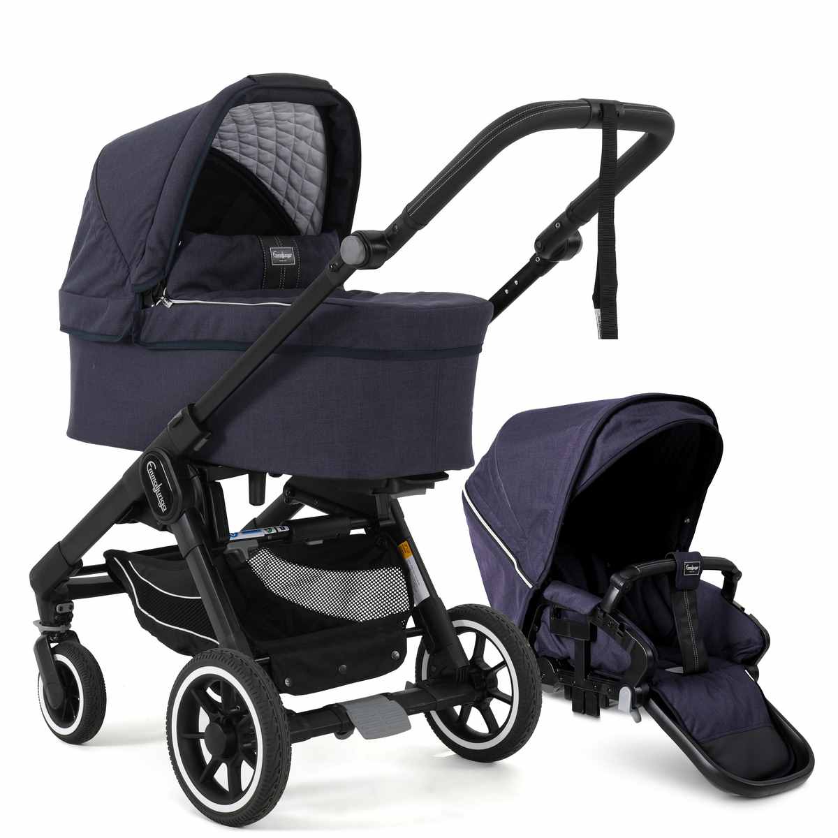 Emmaljunga NXT60 mit Flat Sitz Lounge Navy, Black Gestell