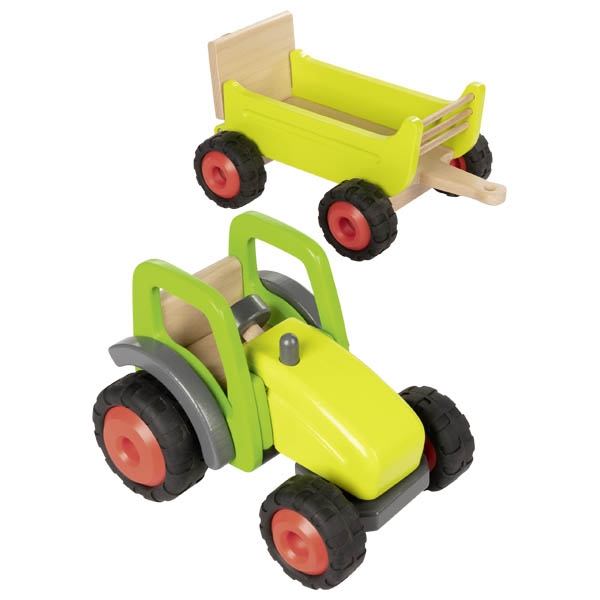 Goki Traktor mit Anhänger inkl. Kuh& Strohballen