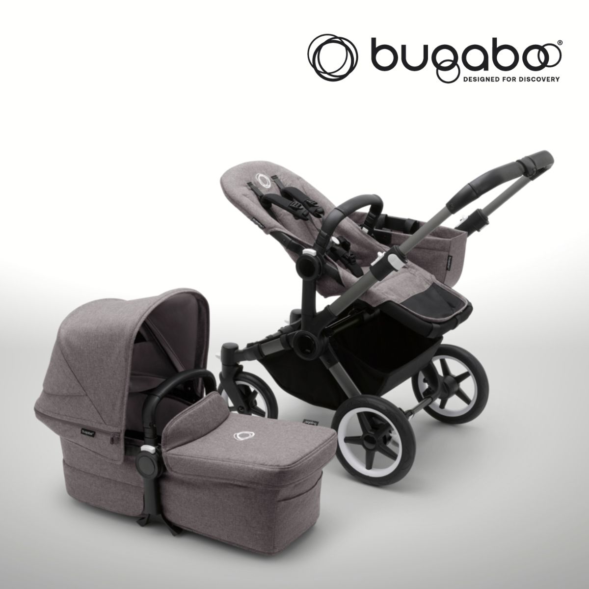 Bugaboo-Donkey5-Mono-Kombikinderwagen-grau Bugaboo Donkey 5 Mono Kombikinderwagen- Graphit/ Grau Meliert- Grau Meliert