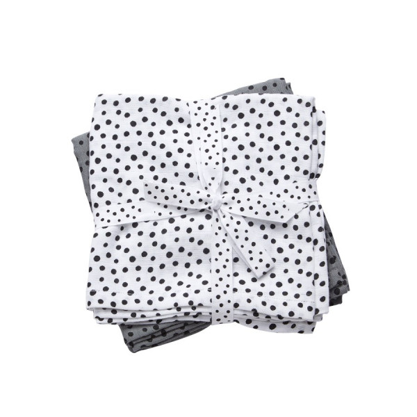 Done by Deer Spucktücher 2er Pack, Happy dots - Grey