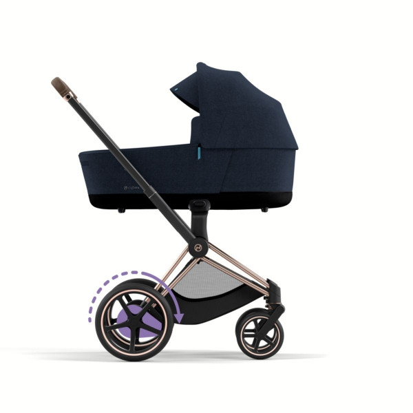 Cybex e-Priam 4 Kombikinderwagen Gestell Rosegold, Stoff Midnight Blue Plus